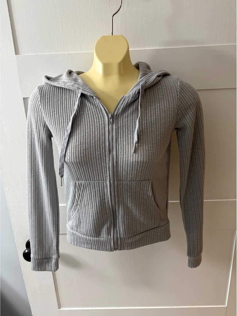 Dazy gray ribbed zip hoodie